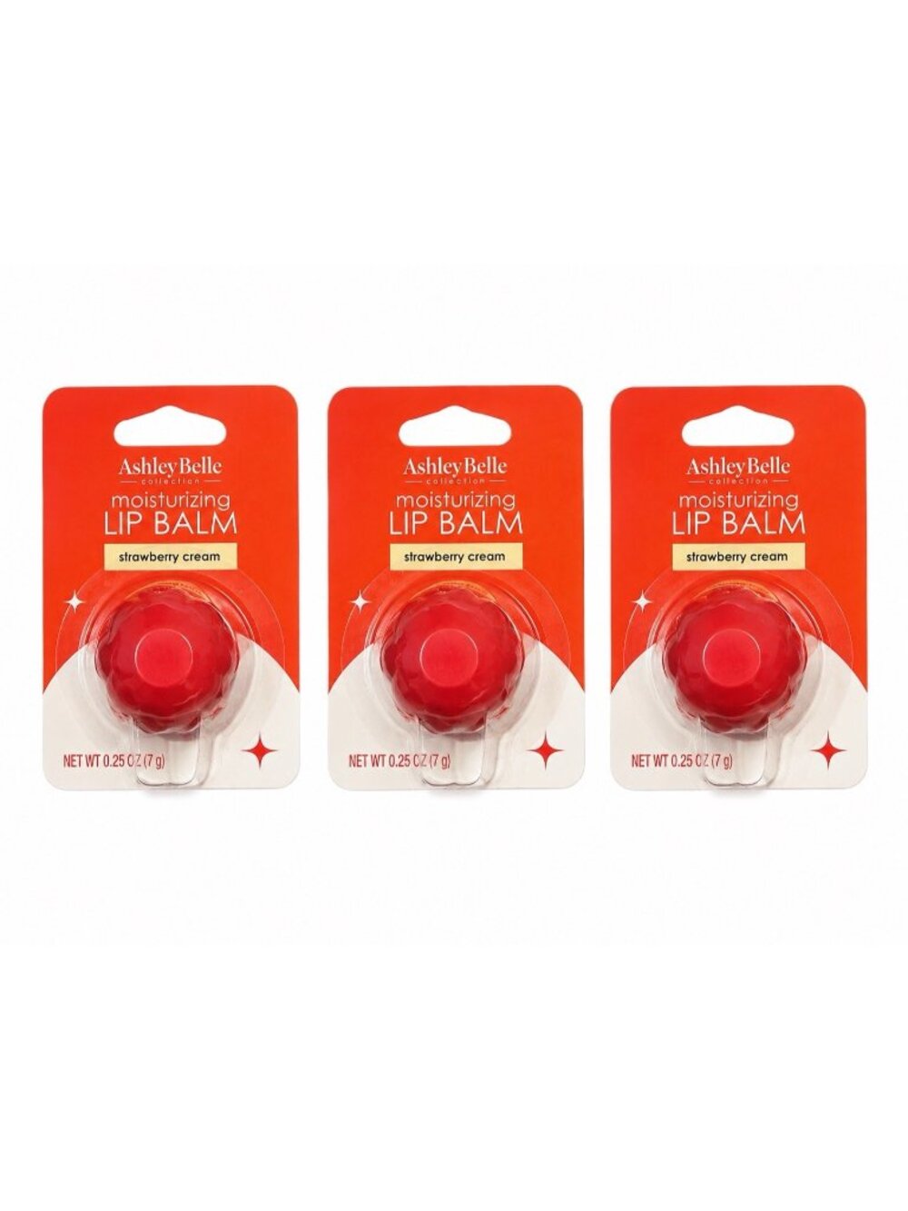 Ashley Belle Collection Moisturizing Lip Balm Strawberry Cream 3 Piece Set